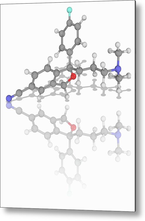 Antidepressant Metal Print featuring the photograph Citalopram Drug Molecule by Laguna Design/science Photo Library