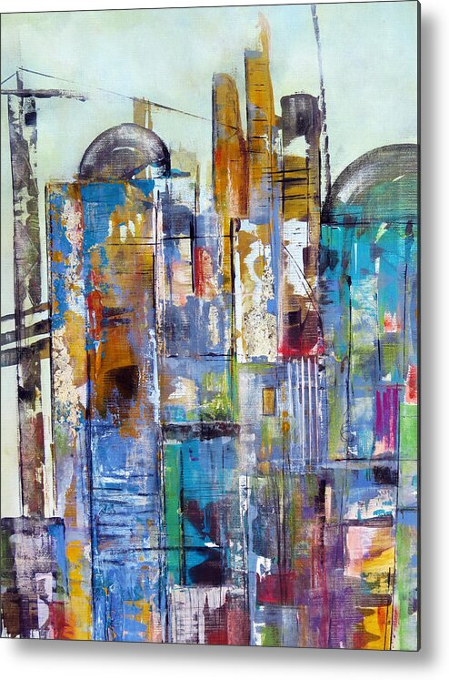 Cities Metal Print featuring the painting Cities by Katie Black