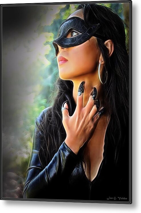 Fantasy Metal Print featuring the painting Claws Of The Cat Woman by Jon Volden