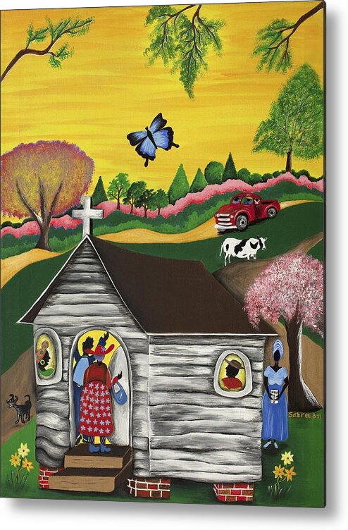 Gullah Geechee Art Metal Print featuring the painting Closer to the Stars 2 by Patricia Sabreee