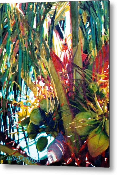 Coconut Metal Print featuring the painting Coconut Tree by Lelia DeMello