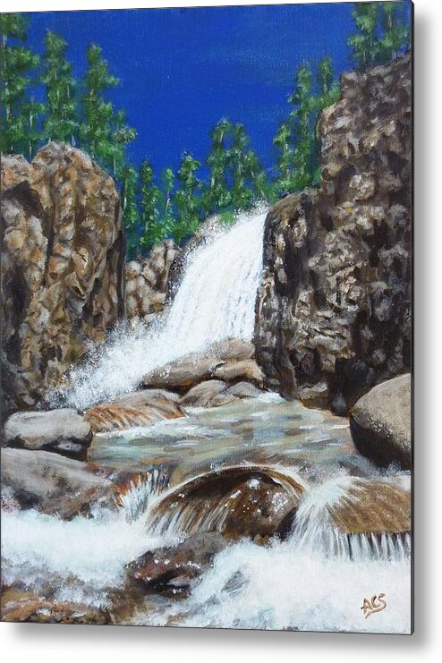 Colorado Waterfall Metal Print featuring the painting Colorado by Amelie Simmons