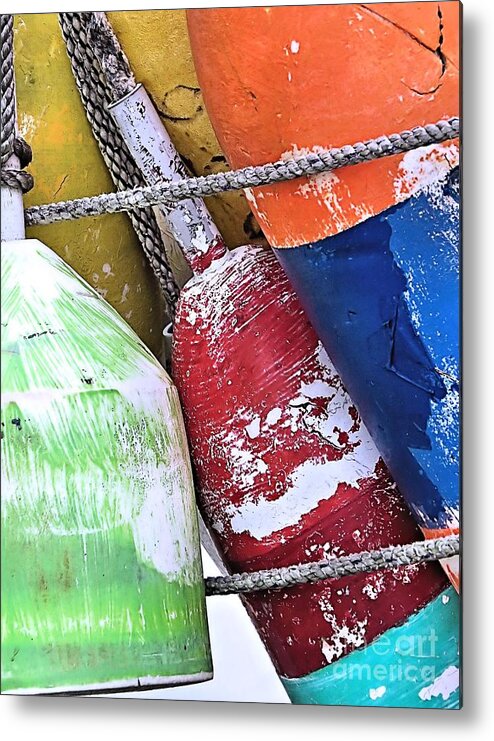 Buoys Metal Print featuring the photograph Colorful Buoys by Janice Drew