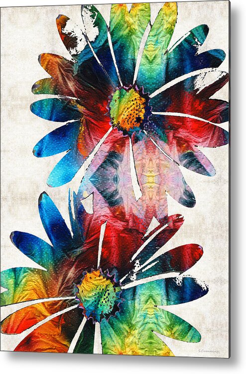 Daisy Metal Print featuring the painting Colorful Daisy Art - Hip Daisies - By Sharon Cummings by Sharon Cummings
