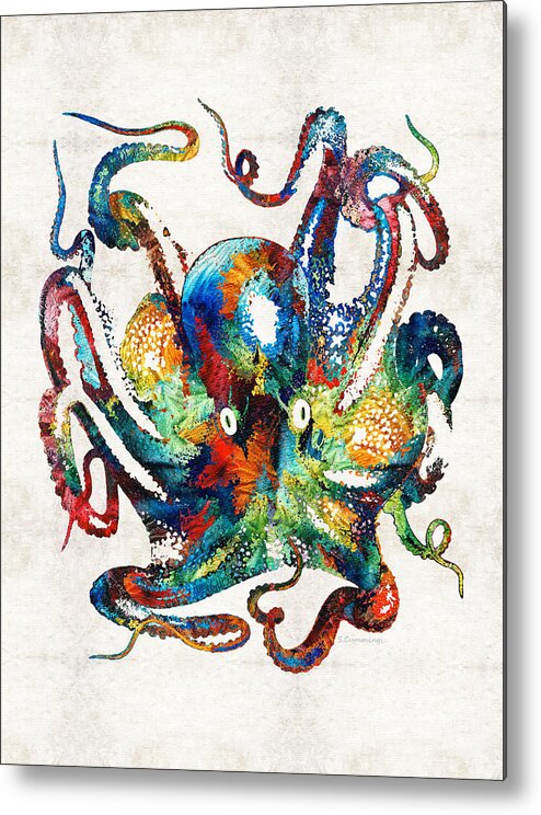 Octopus Metal Print featuring the painting Colorful Octopus Art by Sharon Cummings by Sharon Cummings