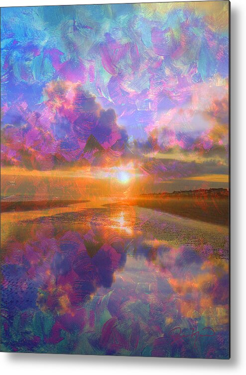 Sunset Metal Print featuring the painting Colorful Sunset by Jan Marvin by Jan Marvin