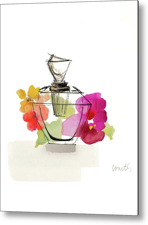 Crystal Metal Print featuring the painting Crystal Watercolor Perfume II by Lanie Loreth