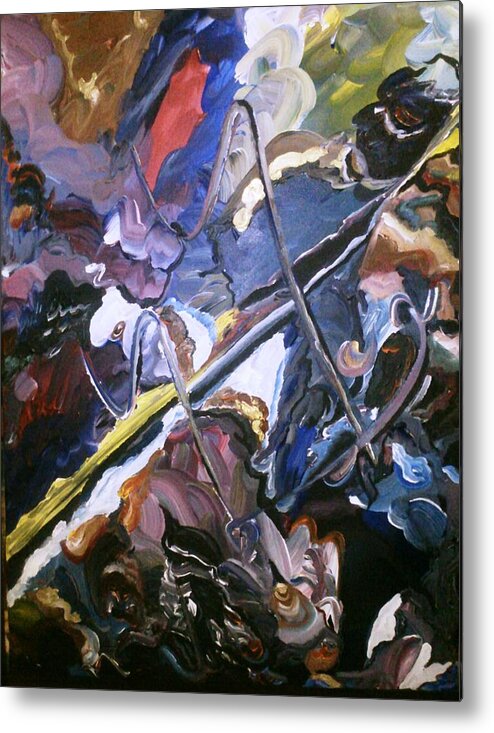 Abstract Metal Print featuring the painting Dark Side by Ray Khalife