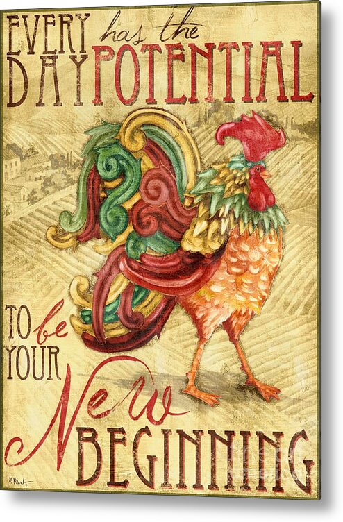 Rooster Metal Print featuring the painting Daybreak Rooster I by Paul Brent