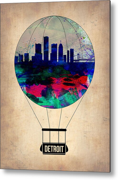 Detroit Metal Print featuring the painting Detroit Air Balloon by Naxart Studio
