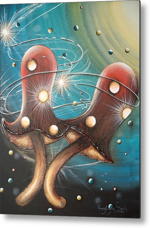 Mushrooms Metal Print featuring the painting Disco Dancing by Krystyna Spink