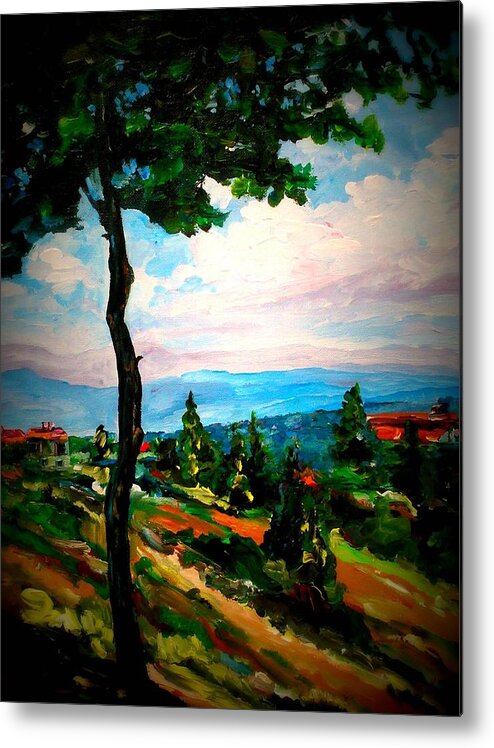 Landscape Metal Print featuring the painting Dominant Tree by Ray Khalife