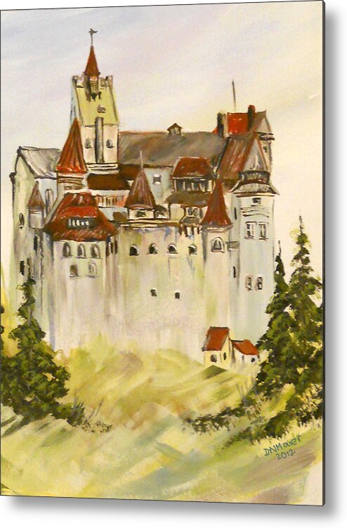 Dracula Metal Print featuring the painting Dracula's Castle in Bran Romania by Dorothy Maier