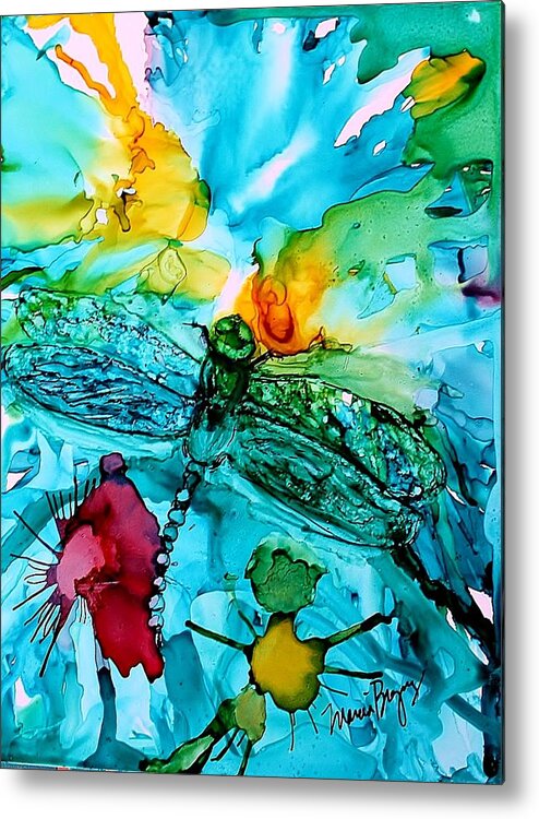 Dragonflies Metal Print featuring the painting Dragonfly Blues by Marcia Breznay