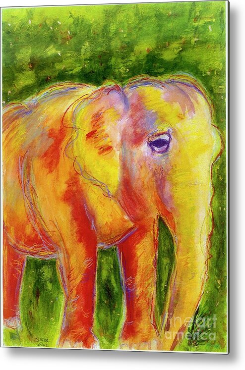 Elephant Metal Print featuring the painting Elle by Beth Saffer