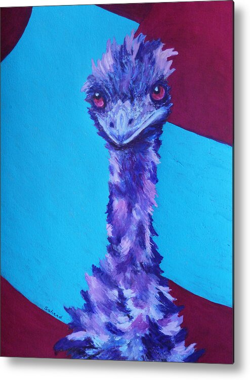 Emu Metal Print featuring the painting Emu Eyes by Margaret Saheed