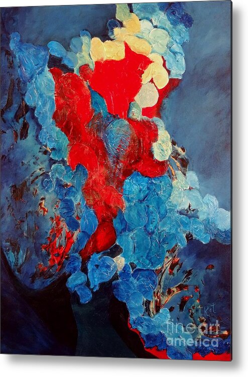 Volcanic Metal Print featuring the mixed media Eruption by Kat McClure