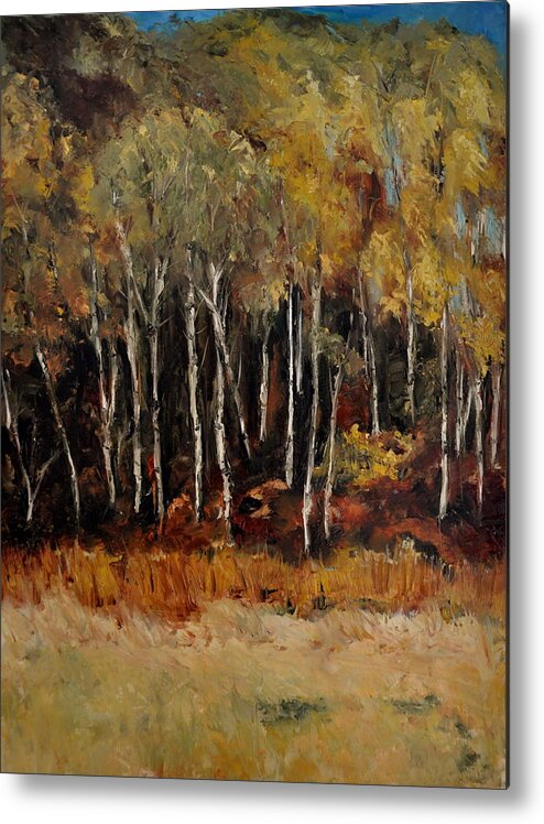 Landscape Metal Print featuring the painting Fall Trees Number Two by Lindsay Frost