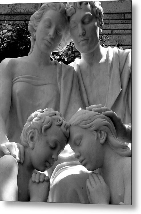 Family Metal Print featuring the photograph Family in Prayer Statue by Jeff Lowe