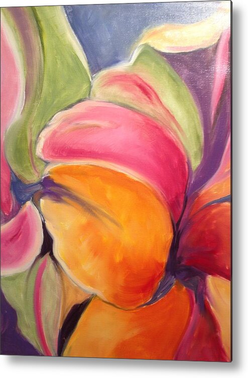 Flower Metal Print featuring the painting Floating Petals by Karen Carmean