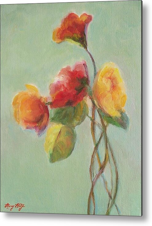 Floral Metal Print featuring the painting Floral Painting by Mary Wolf