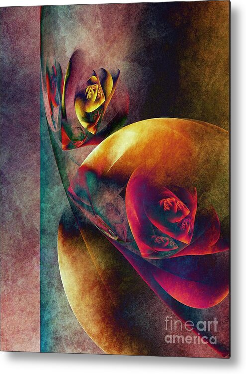 Abstract Metal Print featuring the digital art Flower Planets by Klara Acel