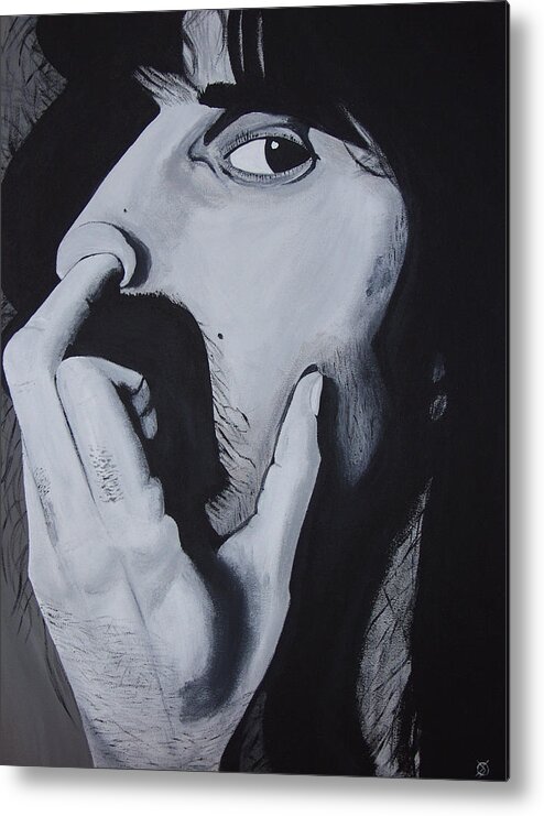 Black And White Metal Print featuring the painting FranklyZ by Dean Stephens