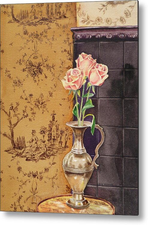 Roses Metal Print featuring the painting French Roses by Irina Sztukowski