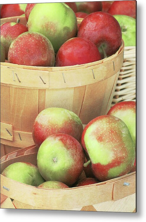 Retail Metal Print featuring the photograph Fresh Apples In Wood Baskets by Francois Dion