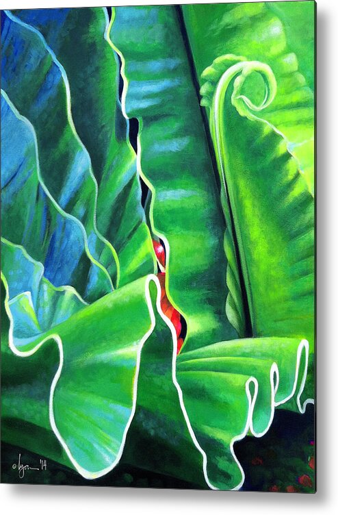 Birds Nest Fern Metal Print featuring the painting From the Heart by Angela Treat Lyon