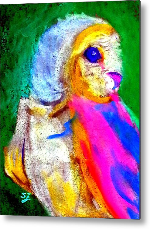 Art Metal Print featuring the painting Funky Barn Owl Art Print by Sue Jacobi