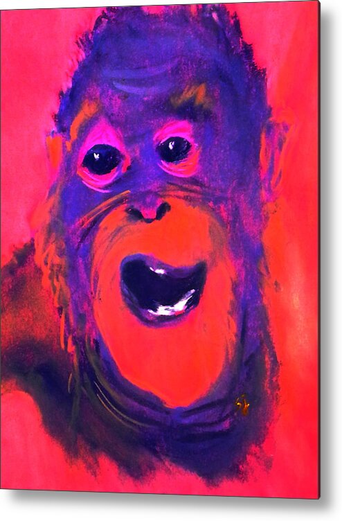 Animals Metal Print featuring the painting Funky Monkey Happy Chappy by Sue Jacobi