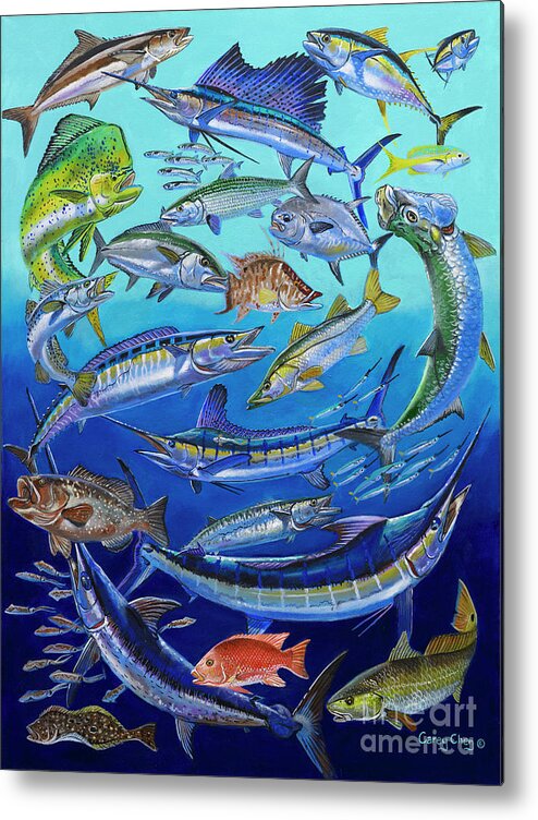 Gamefish Metal Print featuring the painting Gamefish Collage In0031 by Carey Chen