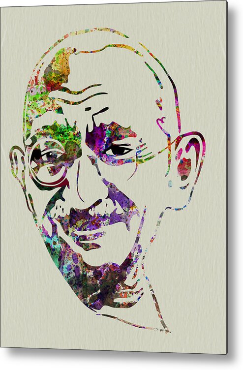 Mahatma Gandhi Metal Print featuring the painting Gandhi Watercolor by Naxart Studio
