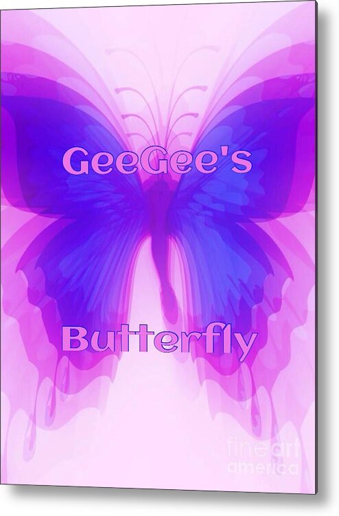 Personalized Butterfly Throw Pillow Metal Print featuring the digital art GeeGee Butterfly by Gayle Price Thomas