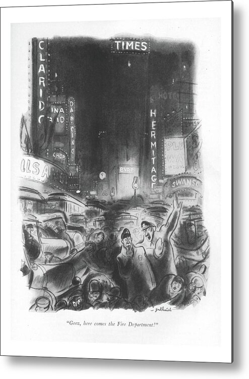 103591 Wga William Crawford Galbraith Metal Print featuring the drawing Here Comes The Fire Department by William Galbraith Crawford