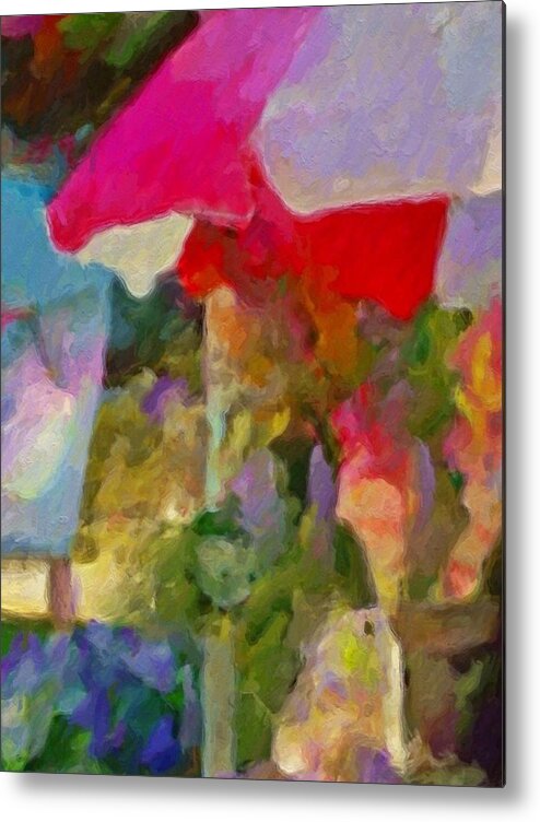 Sharkcrossing Metal Print featuring the painting V Gladiolas For Sale Roadside - Vertical by Lyn Voytershark