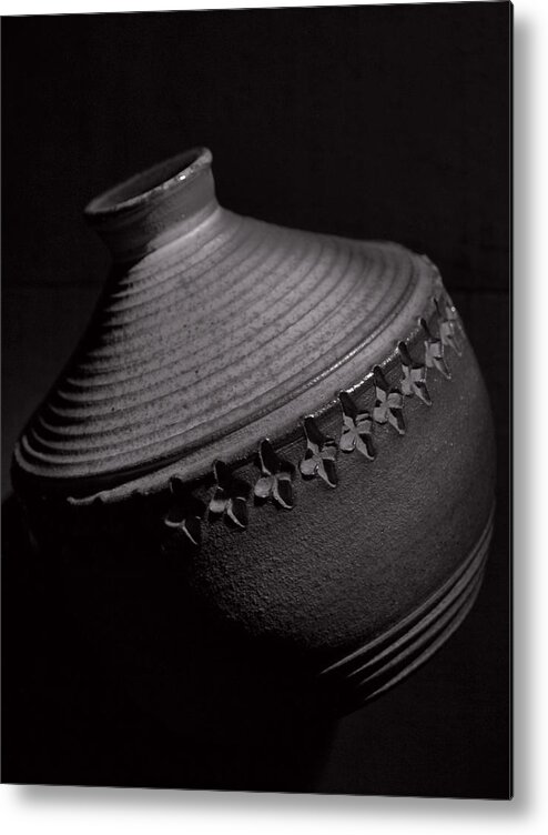 Pottery Metal Print featuring the photograph Glazed-black And White by Tom Druin