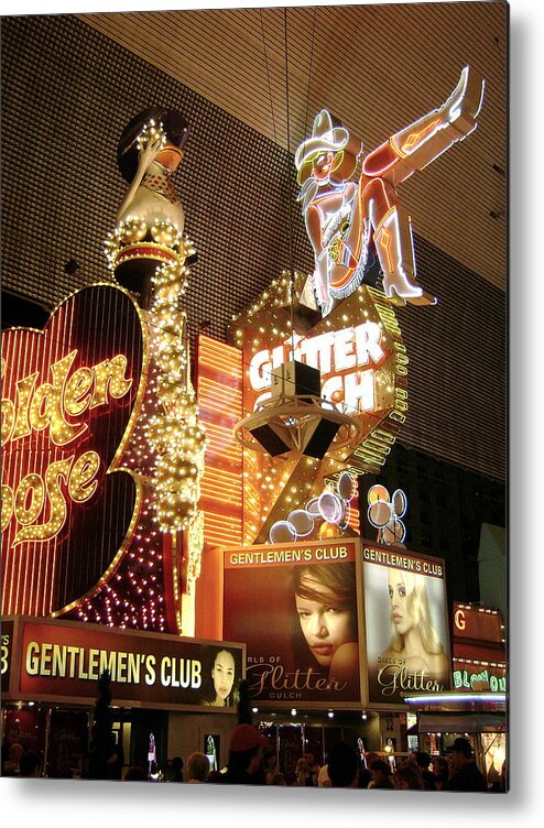 Gentlemen's Club Metal Print featuring the photograph Glitter Gulch in Las Vegas by Gerry High