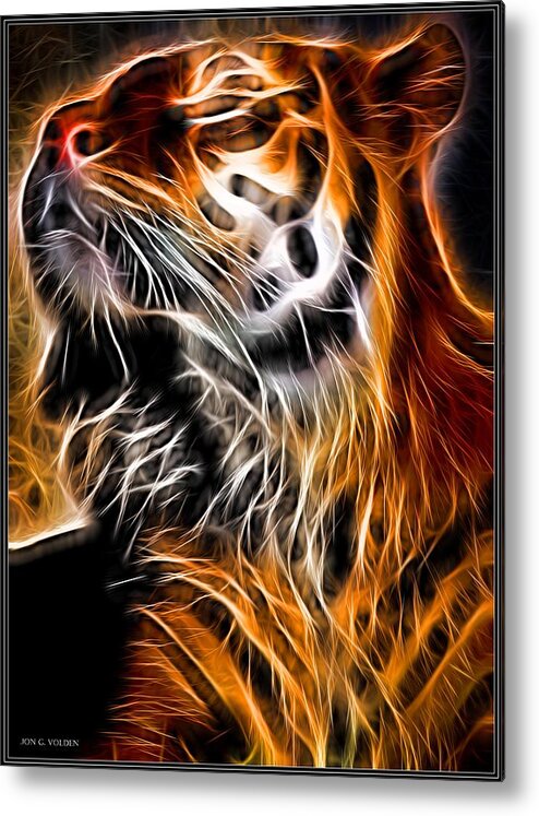 Tiger Metal Print featuring the painting Glowing Tiger by Jon Volden