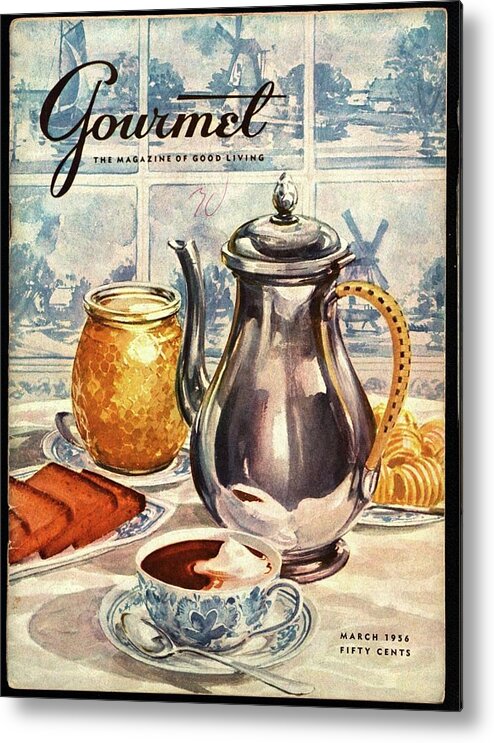 Illustration Metal Print featuring the photograph Gourmet Cover Featuring An Illustration by Hilary Knight