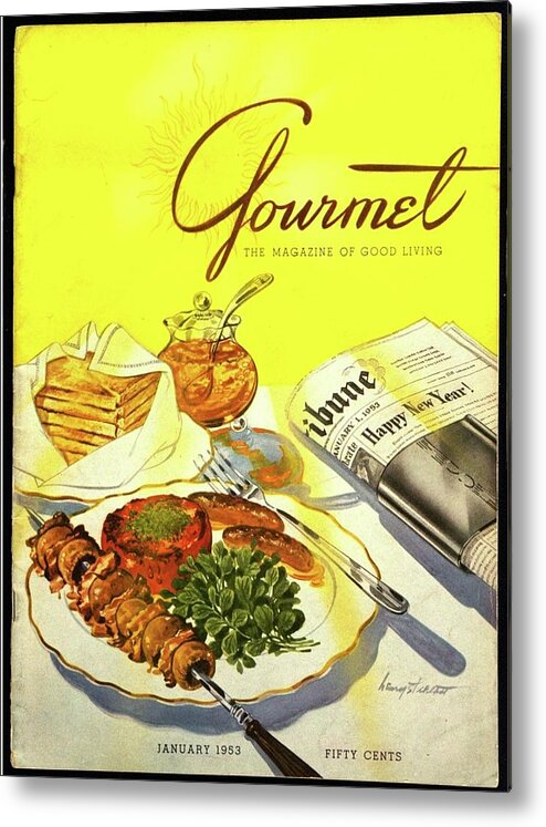 Illustration Metal Print featuring the photograph Gourmet Cover Illustration Of Grilled Breakfast by Henry Stahlhut