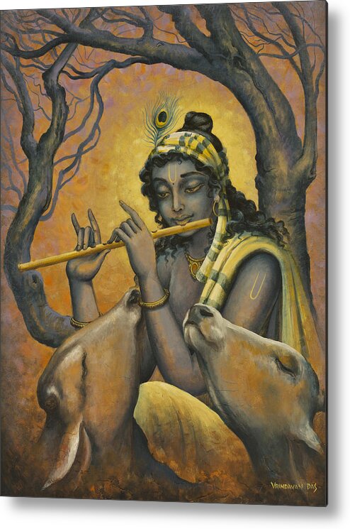Krishna Metal Print featuring the painting Govinda by Vrindavan Das