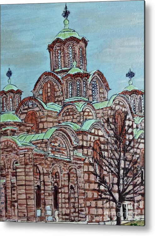 Paintings Metal Print featuring the painting Gracanica by Jasna Gopic