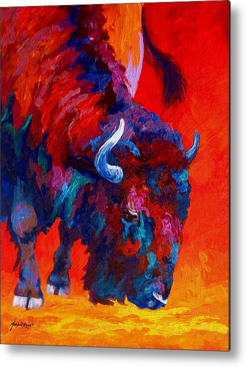 Bison Metal Print featuring the painting Grazing Bison by Marion Rose