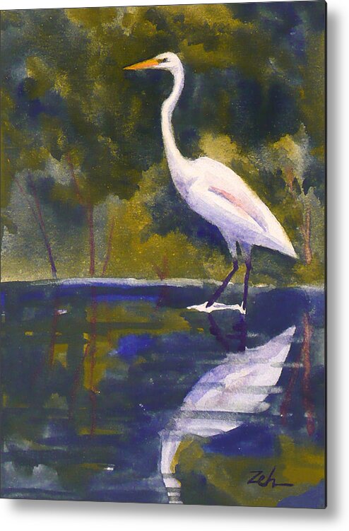 Bird Metal Print featuring the painting Great Egret by Janet Zeh