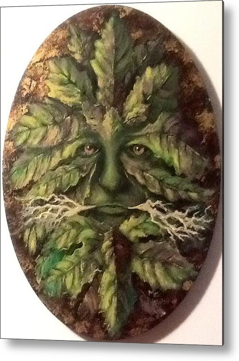 Fantasy Metal Print featuring the painting Greenman by Megan Walsh