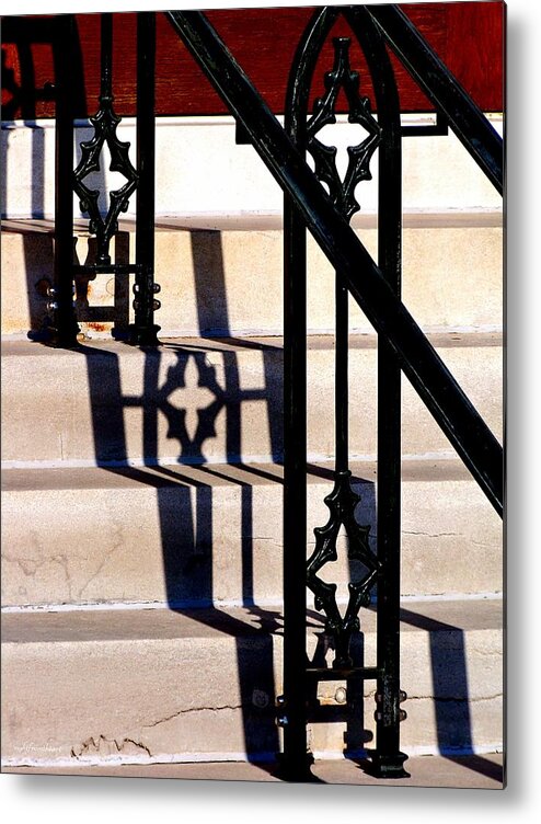 Rightfromtheart Metal Print featuring the photograph Hand Rail Shadows by Bob and Kathy Frank