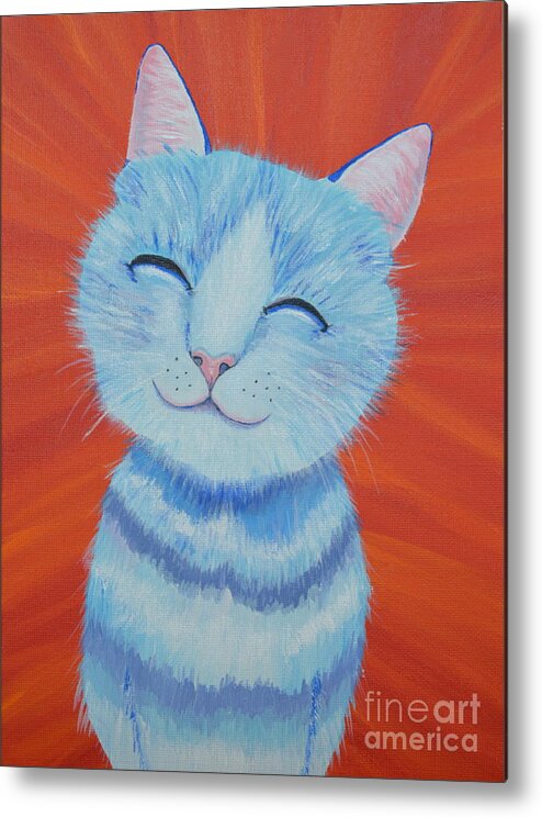 Cat Metal Print featuring the painting Happy Cat by Mary Scott