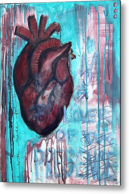 Mixed Media Metal Print featuring the mixed media Heart Made by Carrie Todd